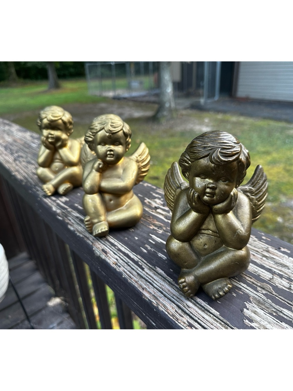 Set of 3 Gold Cherub Figurines — Decorative Winged Accents